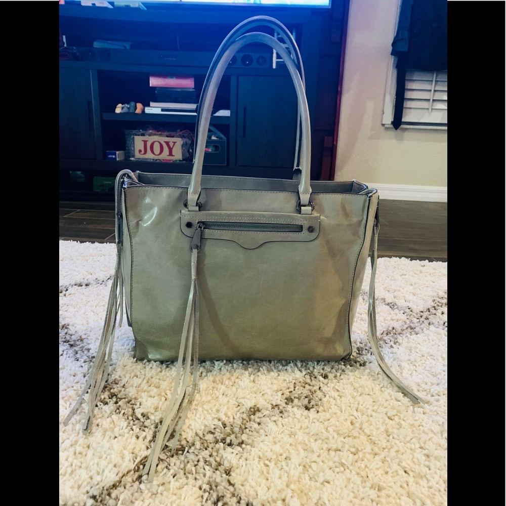 Rebecca Minkoff Taupe Leather Tote with Fringe